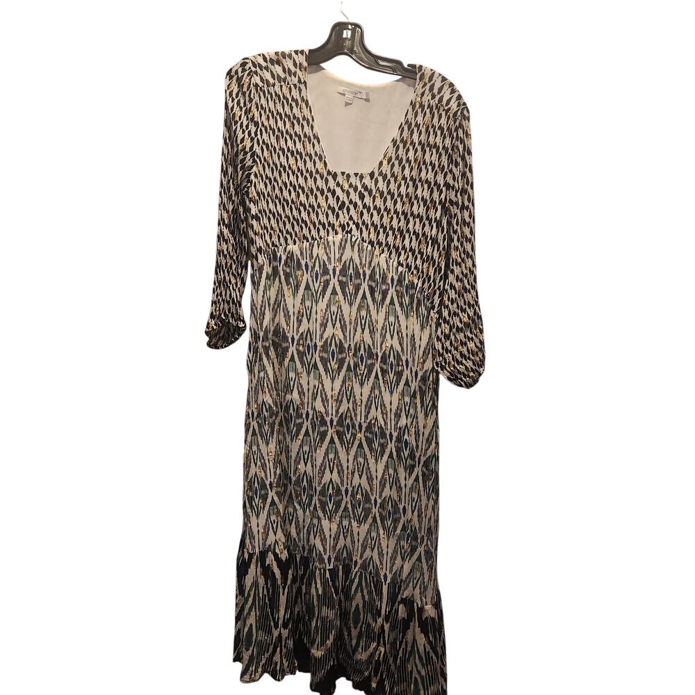 Chico's 40th Anniversary Ikat Clip Dot Maxi Dress Size 2